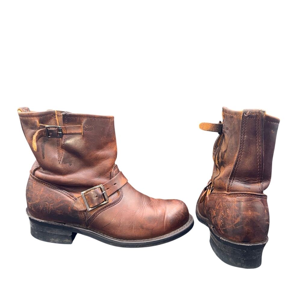 Frye Engineer 12R Women’s 8.5 Brown Leather Harness Moto Boots Distressed